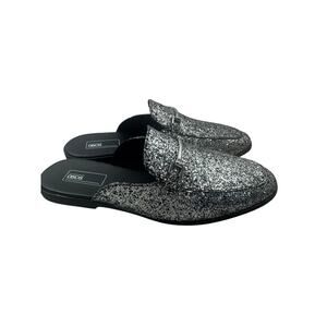 New Asos Loafer Flat Mules Shoes Womens Size 10 Black Glitter New Years Slip Ons